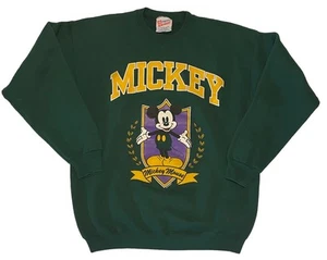 VTG Disney Mickey Mouse Original Green Crewneck Sweatshirt Pullover Size L - Picture 1 of 6