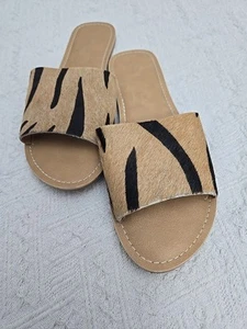Coconuts by Matisse Sandals Women's 9M Cabana Leather Cow Hair Zebra Style Shoe - Picture 1 of 11