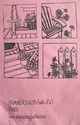 Stamping Bella Rubber Stamps PW101 Summer Days (set of 4) - Image 1 of 3