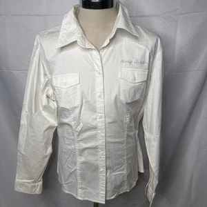 Harley Davidson Women’s Shirt 3W White Button Up Embroidered Logo Long Sleeve - Picture 1 of 9