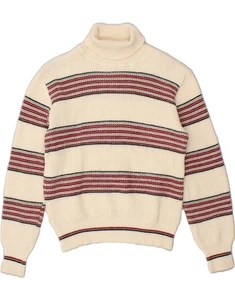 C & A Womens Roll Neck Jumper Sweater UK 18 XL Off White Striped Acrylic AU13 - Picture 1 of 3