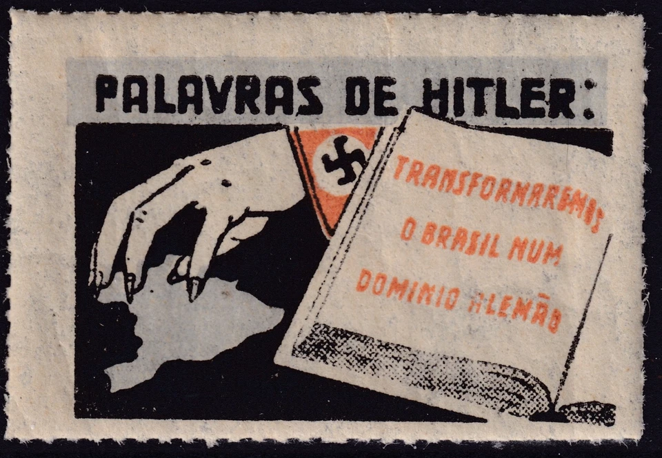 Stamp Label Brazil WWII Anti Nazi Stamp "Words of Hitler" MNH - Image 1 of 1