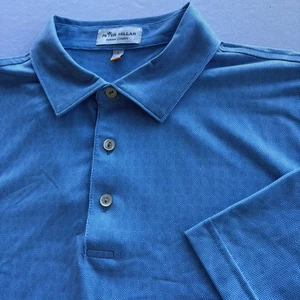 Peter Millar Summer Comfort Blue Geometric Performance Polo Shirt Men’s Large - Picture 1 of 8