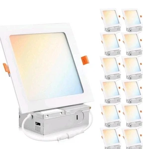 12-pack Square Recessed 6 in LED Ceiling Lights - Ultra Thin Dimmable 5CCT - Picture 1 of 18