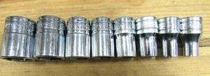 Juego de enchufes de accionamiento de flanco cromado SAE 6 PUNTOS UNIDAD 1/2" ENCAJABLE 8 PIEZAS HECHO EN EE. UU. - Imagen 1 de 8