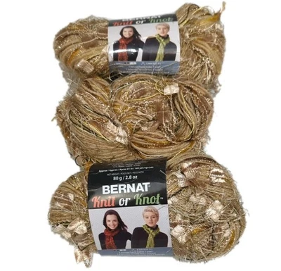 Lote de 3 bufandas Bernat hilo tejido o nudo voluminoso novedad dorado brillo texturizado Foto 1 de 4