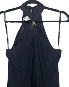 VTG 90s Silks By St. Gillian Black Cross Neck Maxi Dress Union Made Size 8 - Bild 1 von 15