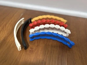 Banana Hair Clips 1980s Ponytail Clincher Combs Retro Lot Of 6 Vintage USA - Picture 1 of 13