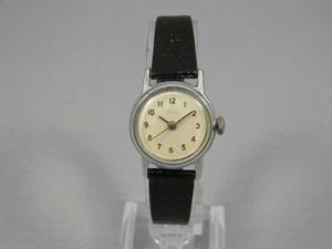 Vintage Timex Uhr Damen 24mm silberfarben Handaufzug neues Lederband - Bild 1 von 17