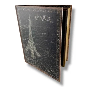 Faux Book Storage Box Eiffel Tower Antique Look Home Décor Coffee Table Remotes - Picture 1 of 20