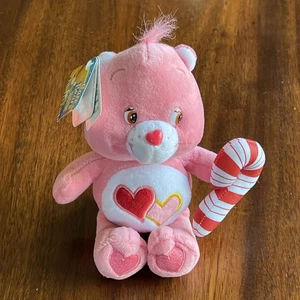 2006 Care Bears Pink Love A Lot Plush Holding Holiday Candy Cane - Picture 1 of 18
