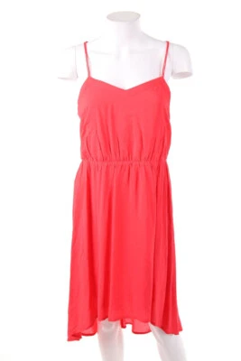 abito motivi viscosa taglio asimmetrico D 34 rosso corallo - Immagine 1 di 4
