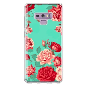For Samsung Galaxy Note 9 Shockproof Hybrid Case, Vintage Turquoise Roses - Picture 1 of 1