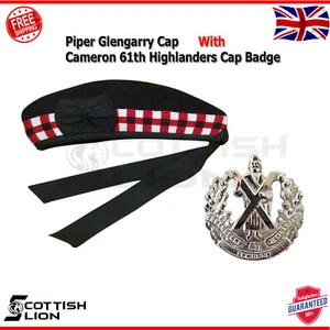 CAPPELLO BERRETTO PIPER'S GLENGARRY LANA CON DISTINTIVO QUEENSLAND CAMERON 61° HIGHLANDER - Foto 1 di 4