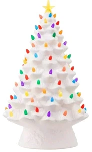 Mr. Christmas nostalgischer Keramik Weihnachtsbaum weiß groß 18" hoch LED 90 Birne - Bild 1 von 6