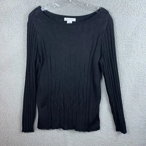 Liz Claiborne Damen Pullover Y2K Rippstrick Tunika Schwarz Gr. XL - Bild 1 von 10