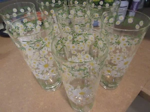Culver Ltd Daisy Highball Glasses , Set of 8 , Floral Design - Picture 1 of 10