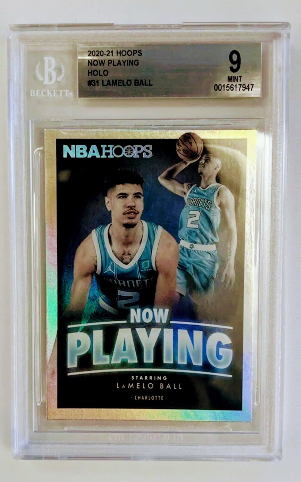 2020-21 NBA HOOPS NOW PLAYING HOLO LAMELO BALL ROOKIE RC #SS-31 BGS 9 MINT