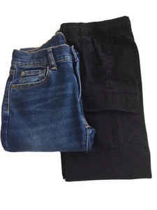 Lot of 2–(1) Boys Gap Denim Stretch Blue Jean & 1 Jumping Bean Black Cargo  Sz 8 - Picture 1 of 8