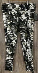 2 Liv Leggings Women's Plus 3X Stretchy Green/White Leaf Print Camouflage NEW! - Picture 1 of 9