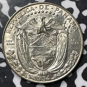 1934 Panama 1/2 Balboa Lot#JM7604 Silver! Nice! - Picture 1 of 2