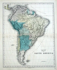 SÜDAMERIKA, Galle & Inglis original antike Karte c1850 - Bild 1 von 1