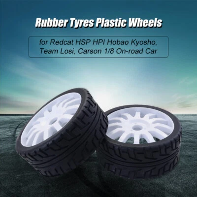 2 STÜCKE RC Auto Gummireifen Räder für Redcat HSP HPI Hobao 1/8 On-Road Auto Car - Bild 1 von 4