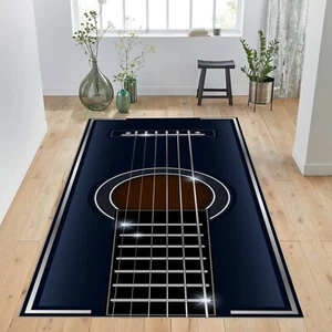 Música de guitarra negra, guitarra, música, alfombra temática musical, alfombra personalizada, alfombra de guitarra, - Imagen 1 de 12