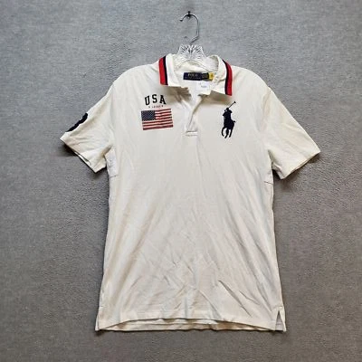 Polo Ralph Lauren Niño XL Blanco Big Pony Logo Bordado Bandera Caballo Foto 1 de 4