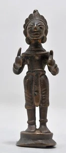 Antique Brass Goddess Parwati Idol Figurine Original Old Hand Crafted Engraved - Picture 1 of 8