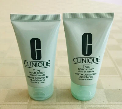 Clinique 7 Day Scrub Cream Rinse-Off Formula Lot Of 2 1.0 oz Travel Size NEW - Image 1 of 3