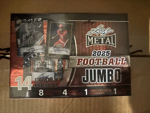 2025 Leaf Metal Football Factory Sealed Hobby Jumbo Box 9 Auto's Per Box - Picture 1 of 8