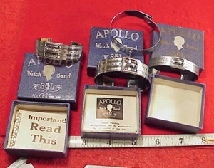 CINTURINI OROLOGIO DA POLSO VINTAGE CROMO 4 APOLLO NERO & LEWIS CINCINNATI ART DECO - Foto 1 di 24