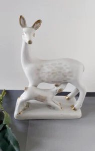 Vintage Porcelain Figurine Statuette Fallow Deer Cub Deer Family Home Decor Art - Picture 1 of 12