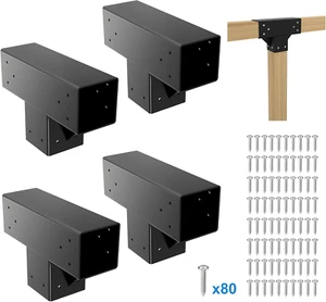 Pergola Kit T-Form 4X4 (tatsächlich: 3,64"X3,64") - 4er Pack Pergola Halterungen 4X4-3 Wege - Bild 1 von 12