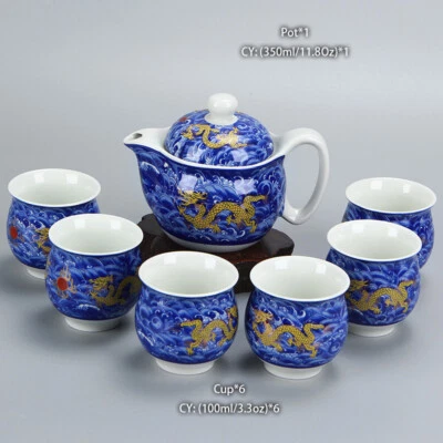Conjunto de bule de chá de cerâmica chinesa kung fu porcelana conjunto de bule de chá de dragão - Imagem 1 de 4