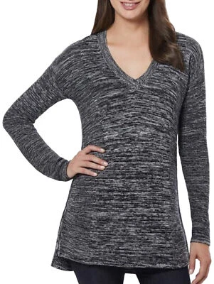 Ellen Tracy 女式炭黑色套衫针织束腰毛衣 V 领 M 码 — 第 1/4 张图片