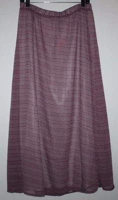 Gap 全新带标签女式 S M 栗色勃艮第印花垂褶雪纺长裙带衬里 — 第 1/3 张图片