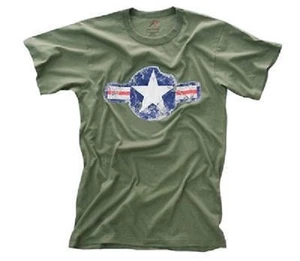 US Aircraft Insignia Star Vintage Army Shirt TShirt Od Green 3XL XXXLarge - Bild 1 von 1