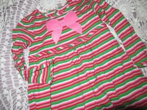 nwt J. Khaki pink green stripe bow applique dress girls 4 free ship USA - Picture 1 of 2