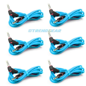 6X 4FT 3.5MM AUX L JACK MALE AUDIO STEREO CABLE CORD AQUA FOR IPHONE 5S 5C IPOD - Picture 1 of 1