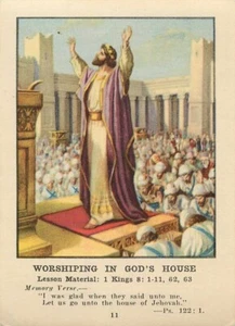Christian Picture Lessons Card Worshiping in God's House 1927 - Picture 1 of 2