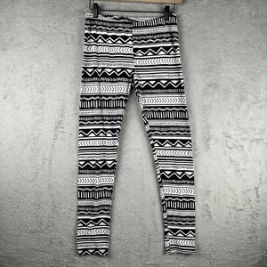 Mudd Girls Leggings Size 16 Black White Geometric Pattern Soft Lounge Casual - Picture 1 of 8