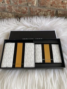 Michael Kors Para hombres 3 en 1 Caja Set Doble Cartera Portatarjetas de Crédito Panal - Imagen 1 de 5