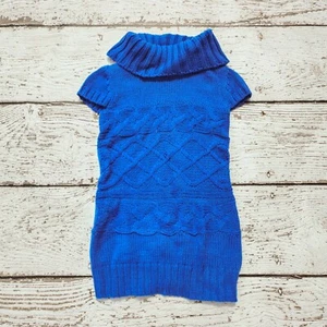 PUMPKIN PATCH 9 Girls Sweater Dress Tunic Cowl Neck Blue Chunky Knit 9 - Picture 1 of 4