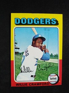 1975 Topps "Mini" Baseball Card # 186 Willie Crawford - LA Dodgers (VG/EX)