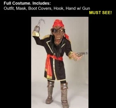 Máscara pirata zumbi tamanho grande fantasia adulto fórum Buccaneer fórum caveira gigante - Imagem 1 de 4