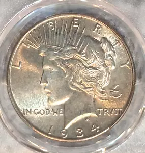 1934 Peace PCGS MS64 Silver Dollar Better Date Great Strike PQ Eye Appeal - Picture 1 of 8
