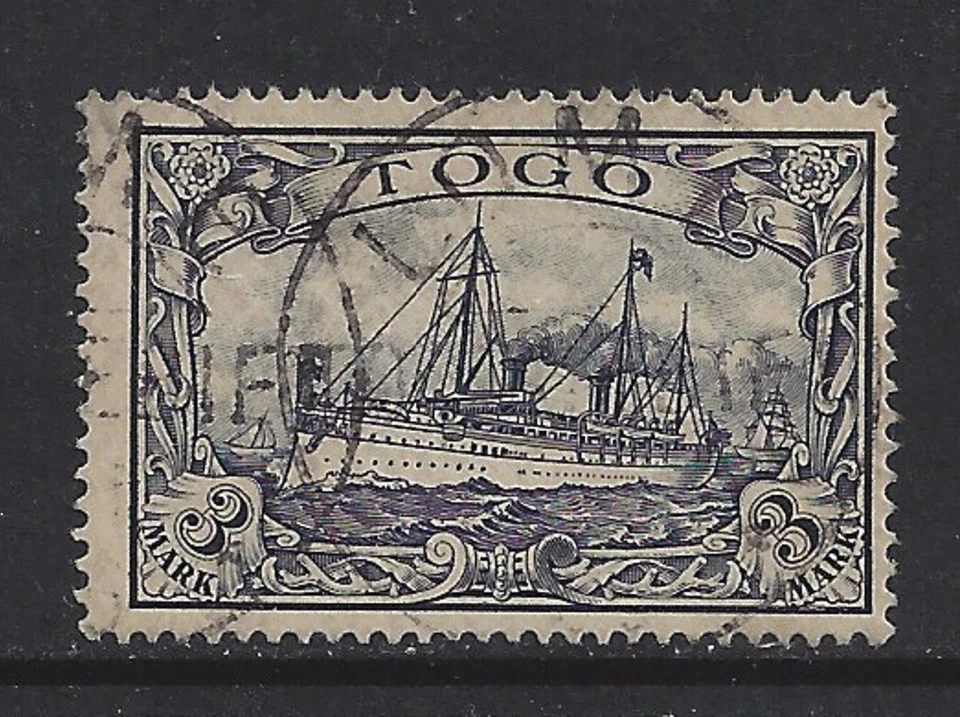 Germany colonies 1900 TOGO  3 Mark Yacht issue  used,  LOME,  $ 211.00 - Image 1 of 1