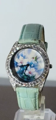 Vintage BGE 2009 Lena Liu Hummingbird & Flowers Watch w/Lt. Blue Band RARE - Image 1 of 4